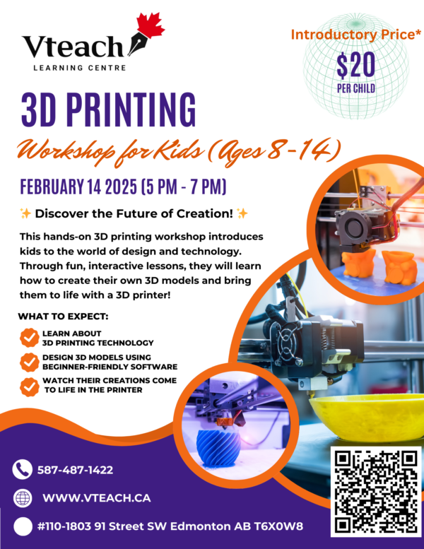 3D Printing Workshop for Kids (Ages 8-14)