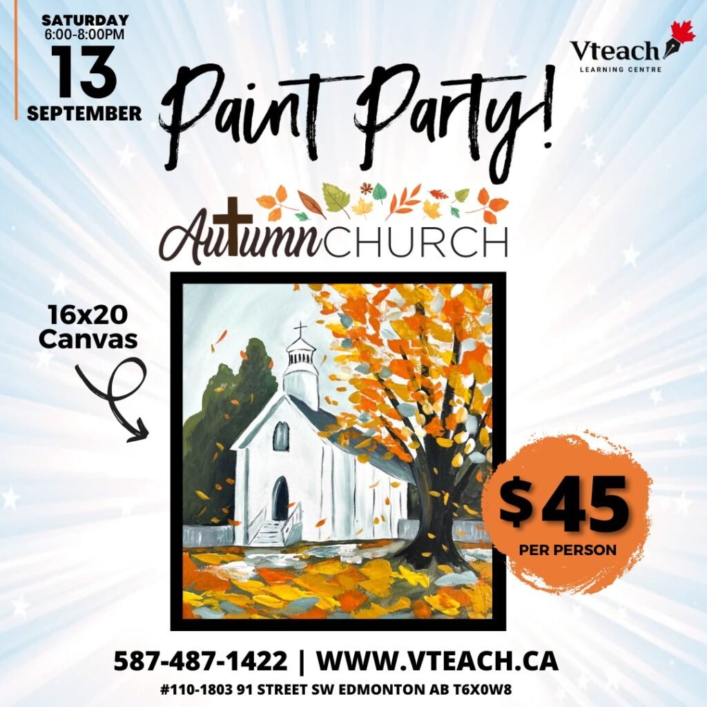 Paint Party – Autumn Church (16x20 Canvas)